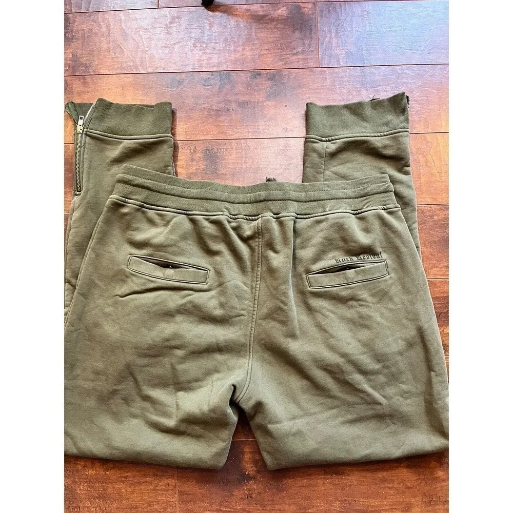 Rock Revial Mens Green Distressed Zipper Ankle Green Patch Logo Sweatpants XXL